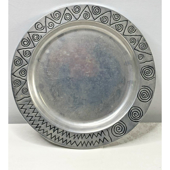 Wilton Other - Wilton Armetale Pewter Platter Reggae Matte Plate Large Round heavy